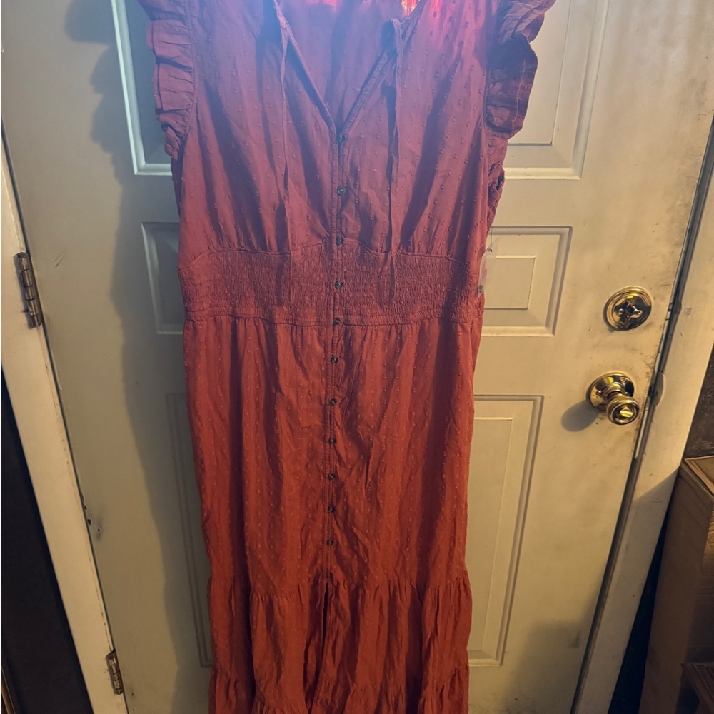 Sonoma Orange Maxi Sundress with Flutter Sleeves